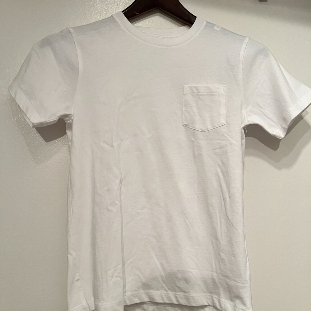 White Short-Sleeved Pocket T-Shirt / crewcut / size 10 / Front Pocket / NWT